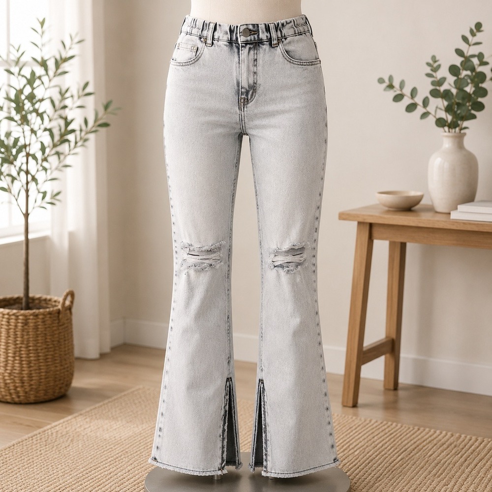 NWT One Teaspoon Denim Joggers Womens 30 Grey Acid Wash Distressed Ankle Zip